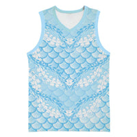 Baby Blue Mermaid Puakenikeni Maile Lei Basketball Jersey LT01 Unisex Blue - Polynesian Pride