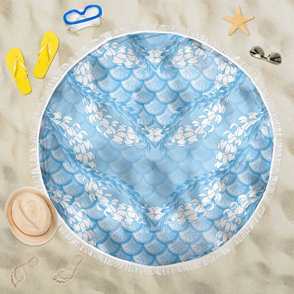 Baby Blue Mermaid Puakenikeni Maile Lei Beach Blanket LT01 One Size 150cm Blue - Polynesian Pride
