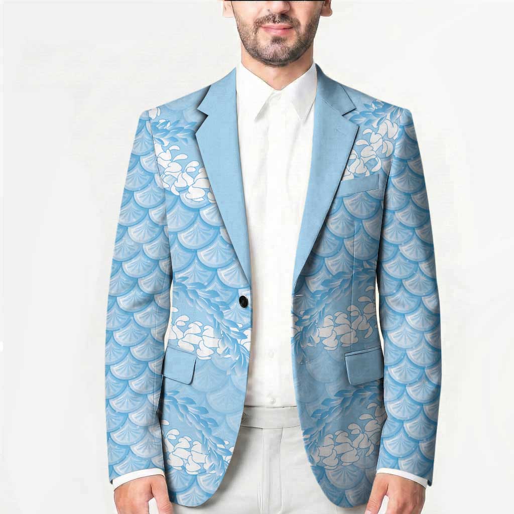 Baby Blue Mermaid Puakenikeni Maile Lei Blazer LT01 - Polynesian Pride