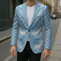 Baby Blue Mermaid Puakenikeni Maile Lei Blazer LT01 - Polynesian Pride