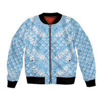 Baby Blue Mermaid Puakenikeni Maile Lei Bomber Jacket LT01 Unisex Blue - Polynesian Pride