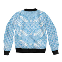 Baby Blue Mermaid Puakenikeni Maile Lei Bomber Jacket LT01 - Polynesian Pride