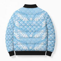 Baby Blue Mermaid Puakenikeni Maile Lei Bomber Puffer Jacket LT01 - Polynesian Pride
