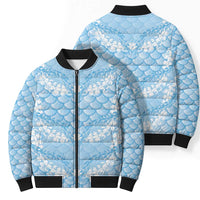 Baby Blue Mermaid Puakenikeni Maile Lei Bomber Puffer Jacket LT01 - Polynesian Pride