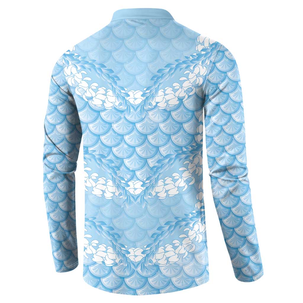 Baby Blue Mermaid Puakenikeni Maile Lei Button Sweatshirt LT01 - Polynesian Pride