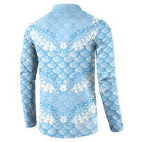 Baby Blue Mermaid Puakenikeni Maile Lei Button Sweatshirt LT01 - Polynesian Pride