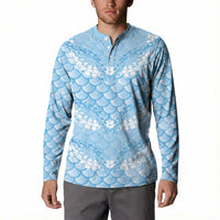 Baby Blue Mermaid Puakenikeni Maile Lei Button Sweatshirt LT01 - Polynesian Pride