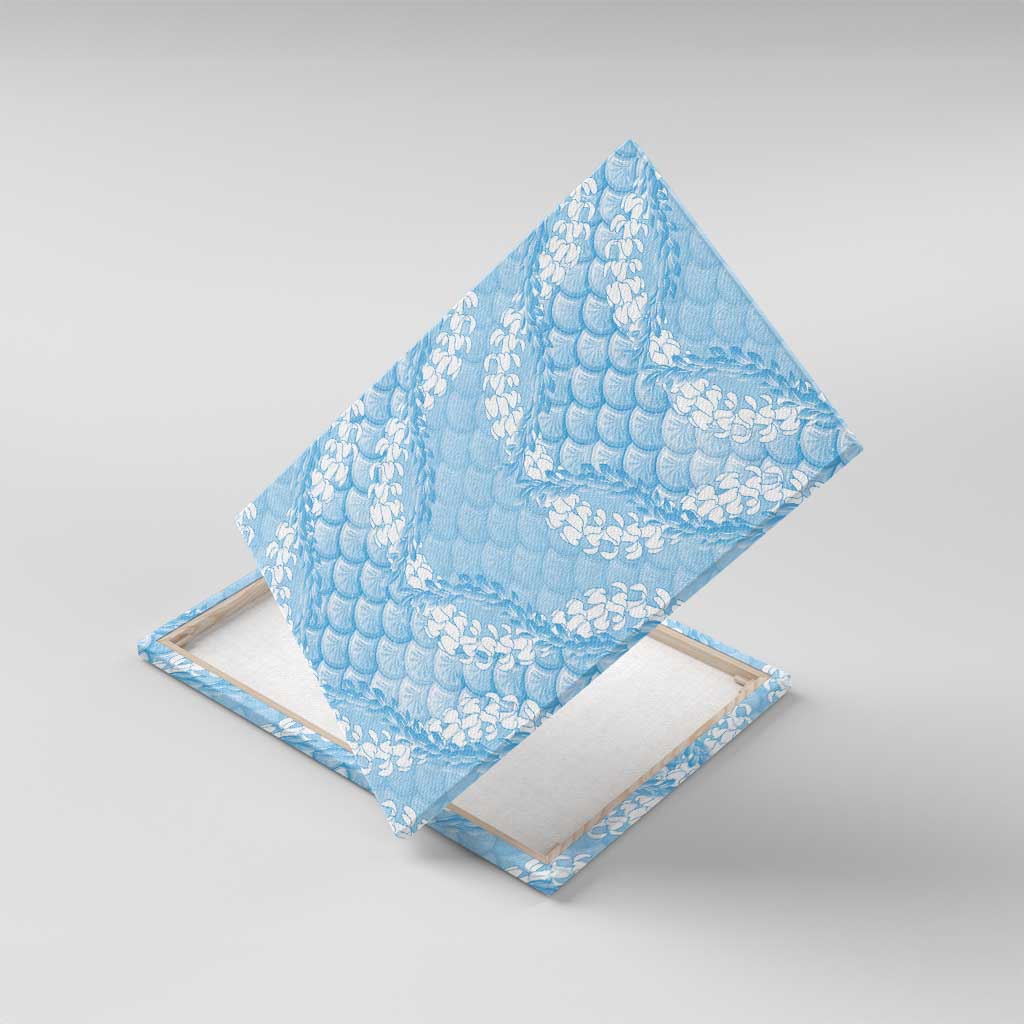 Baby Blue Mermaid Puakenikeni Maile Lei Canvas Wall Art LT01 With Frame Blue - Polynesian Pride