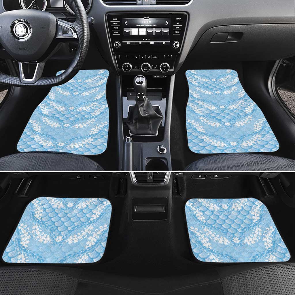 Baby Blue Mermaid Puakenikeni Maile Lei Car Mats LT01 Set 4pcs Blue - Polynesian Pride