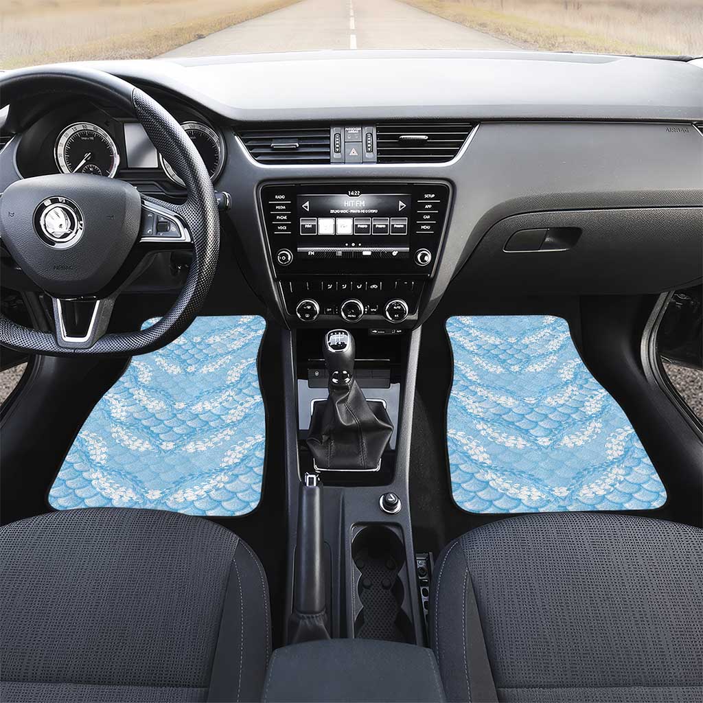 Baby Blue Mermaid Puakenikeni Maile Lei Car Mats LT01 Set 2pcs - Front Blue - Polynesian Pride