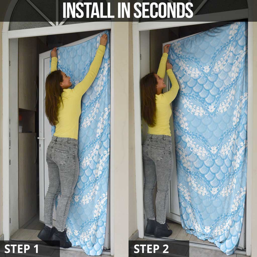 Baby Blue Mermaid Puakenikeni Maile Lei Door Cover LT01 - Polynesian Pride
