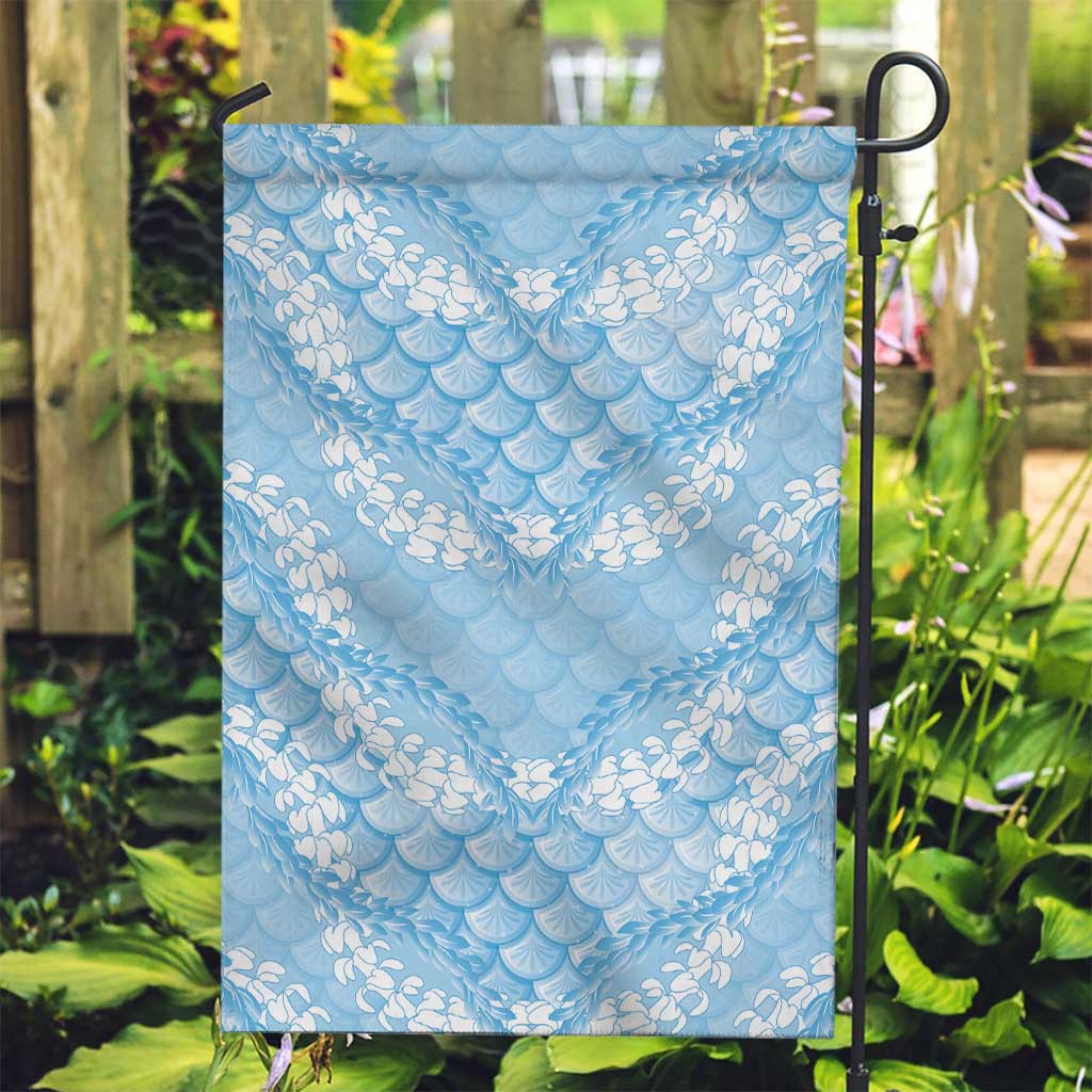 Baby Blue Mermaid Puakenikeni Maile Lei Garden Flag LT01 Garden Flag Blue - Polynesian Pride