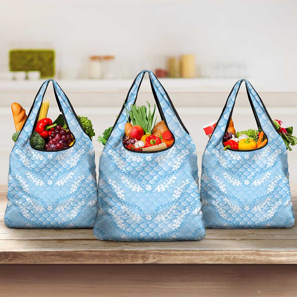 Baby Blue Mermaid Puakenikeni Maile Lei Grocery Bag LT01 3-pack One Size Blue - Polynesian Pride