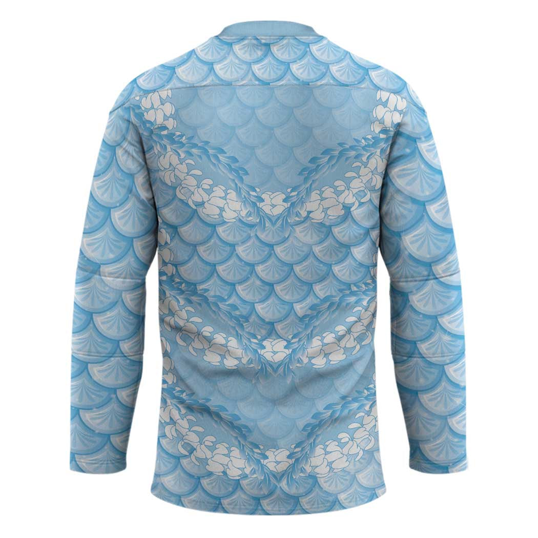 Baby Blue Mermaid Puakenikeni Maile Lei Hockey Jersey LT01 - Polynesian Pride