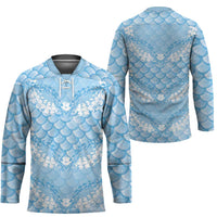 Baby Blue Mermaid Puakenikeni Maile Lei Hockey Jersey LT01 - Polynesian Pride