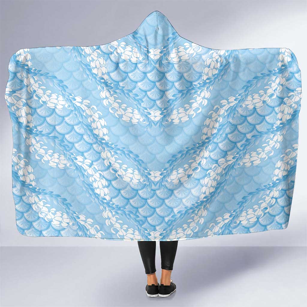 Baby Blue Mermaid Puakenikeni Maile Lei Hooded Blanket LT01 One Size Blue - Polynesian Pride