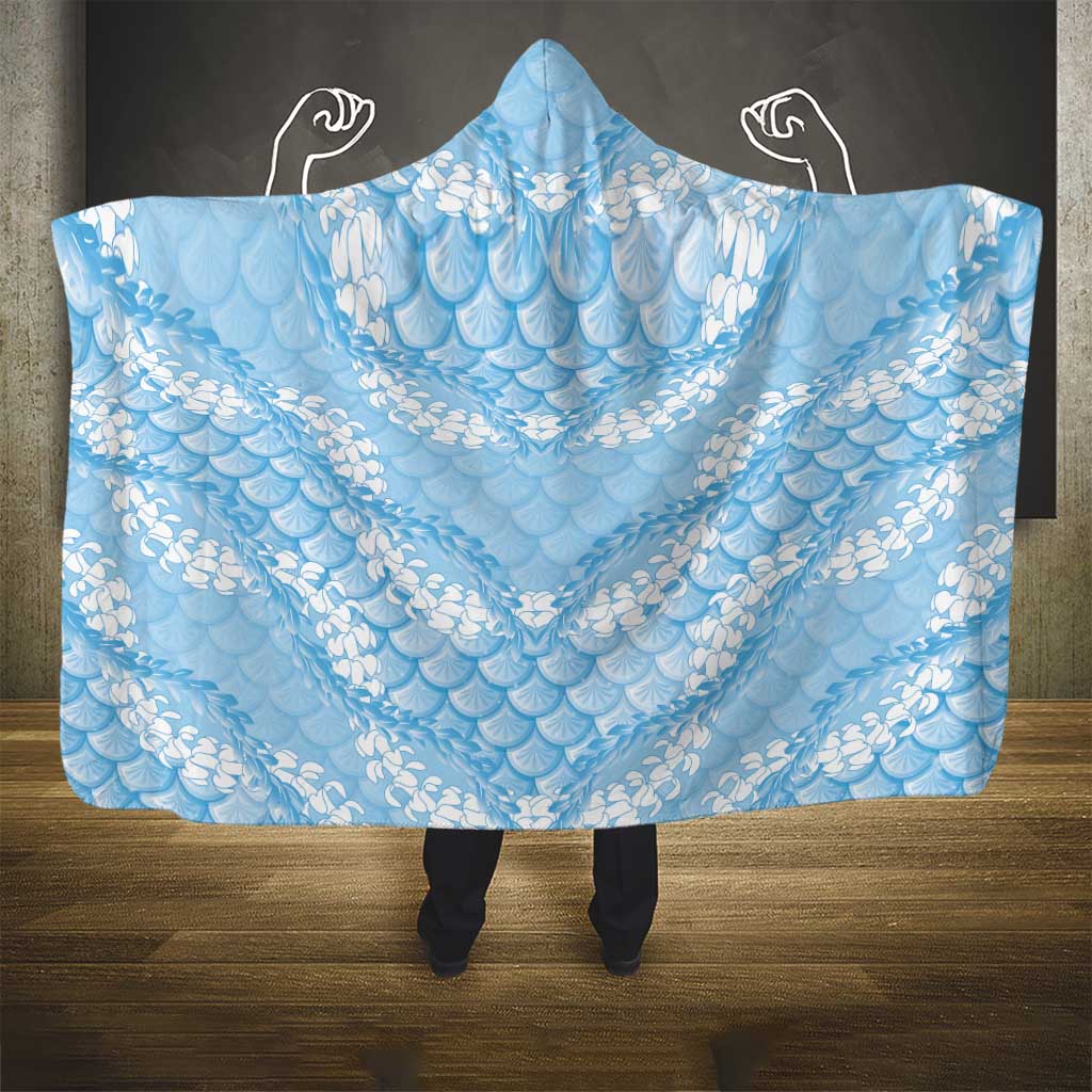 Baby Blue Mermaid Puakenikeni Maile Lei Hooded Blanket LT01 - Polynesian Pride