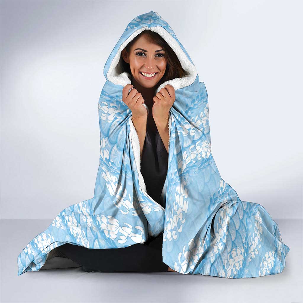 Baby Blue Mermaid Puakenikeni Maile Lei Hooded Blanket LT01 - Polynesian Pride