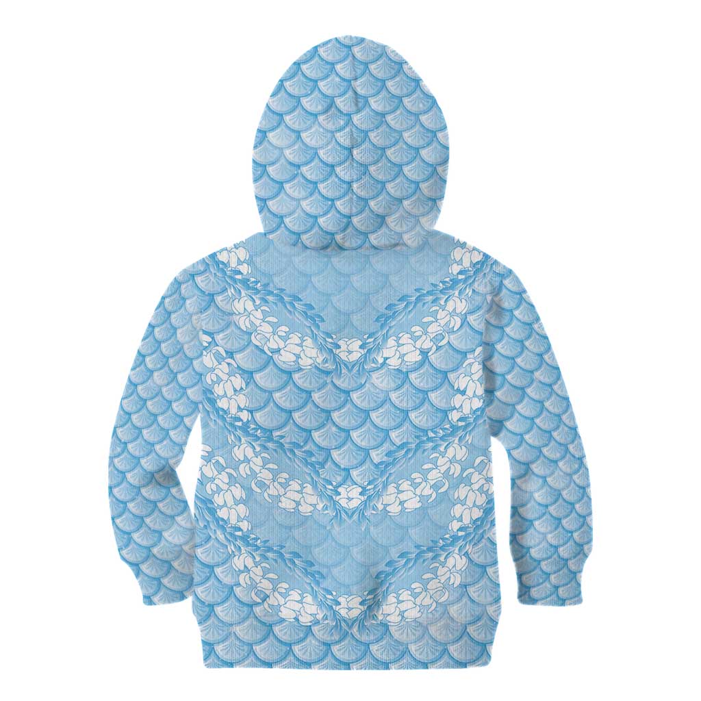 Baby Blue Mermaid Puakenikeni Maile Lei Kid Hoodie LT01 - Polynesian Pride