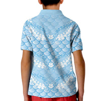 Baby Blue Mermaid Puakenikeni Maile Lei Kid Polo Shirt LT01 - Polynesian Pride