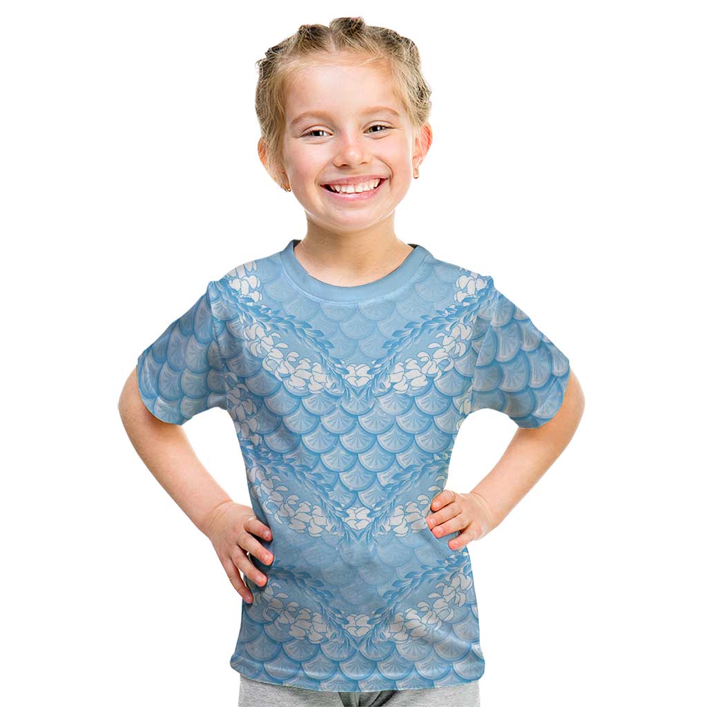 Baby Blue Mermaid Puakenikeni Maile Lei Kid T Shirt LT01 Blue - Polynesian Pride