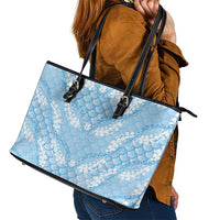 Baby Blue Mermaid Puakenikeni Maile Lei Leather Tote Bag LT01 - Polynesian Pride