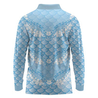 Baby Blue Mermaid Puakenikeni Maile Lei Long Sleeve Polo Shirt LT01 - Polynesian Pride
