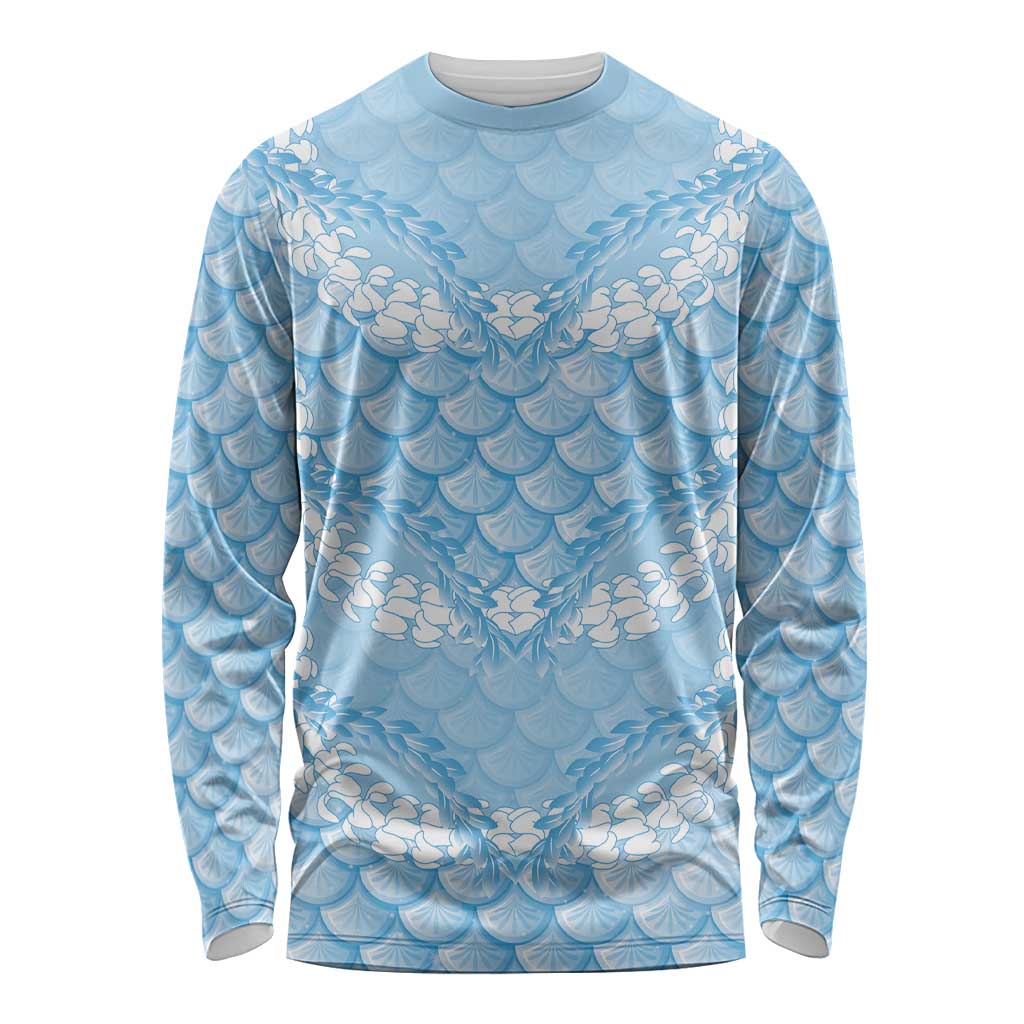 Baby Blue Mermaid Puakenikeni Maile Lei Long Sleeve Shirt LT01 Unisex Blue - Polynesian Pride