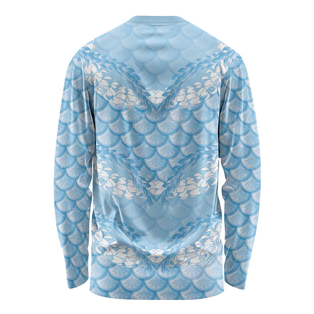 Baby Blue Mermaid Puakenikeni Maile Lei Long Sleeve Shirt LT01 - Polynesian Pride