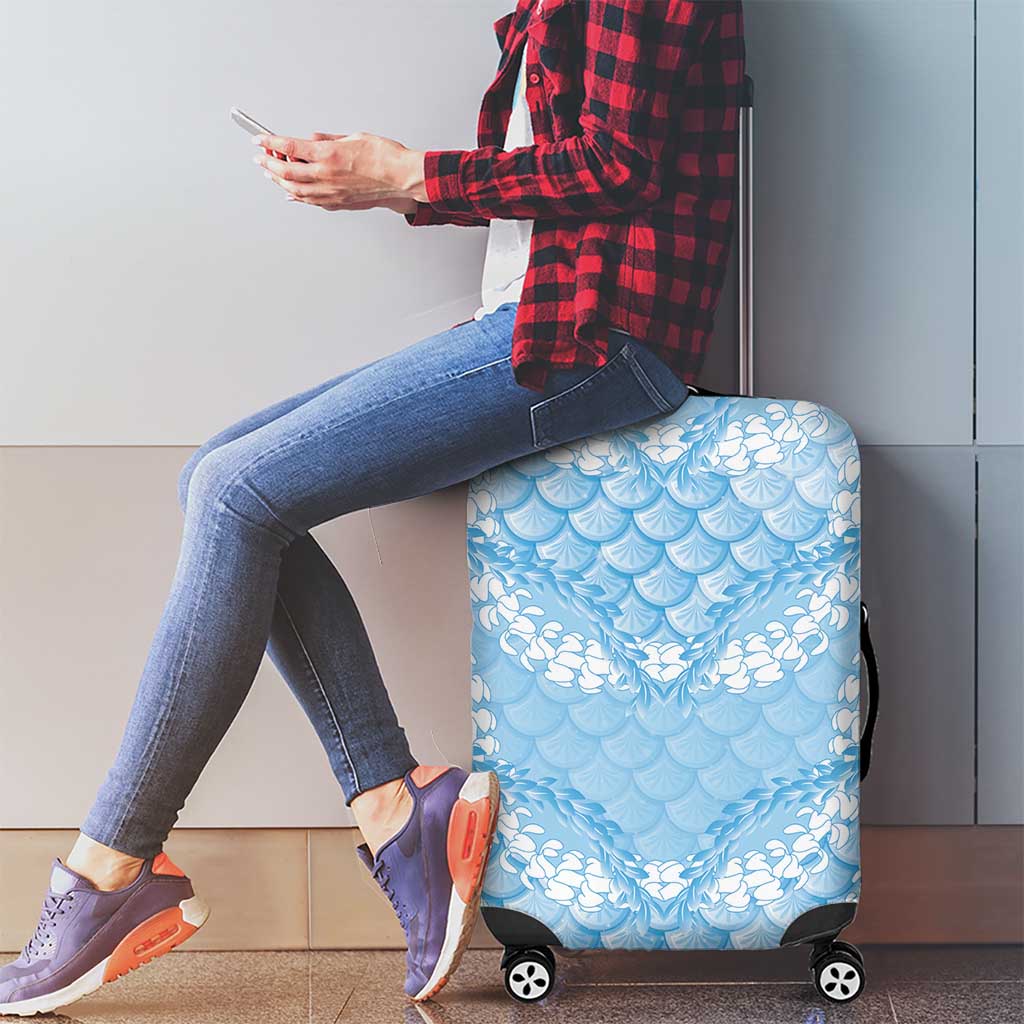 Baby Blue Mermaid Puakenikeni Maile Lei Luggage Cover LT01 - Polynesian Pride