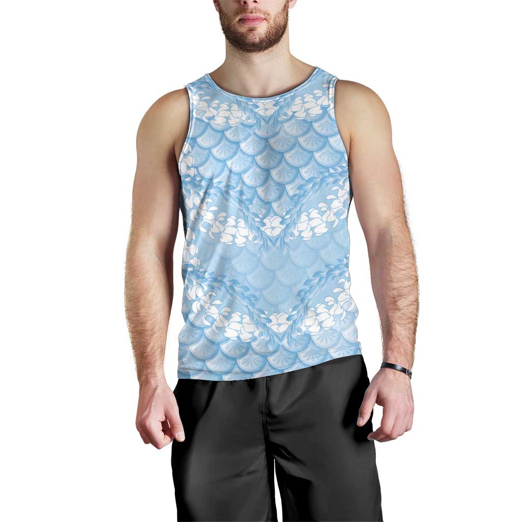 Baby Blue Mermaid Puakenikeni Maile Lei Men Tank Top LT01 - Polynesian Pride