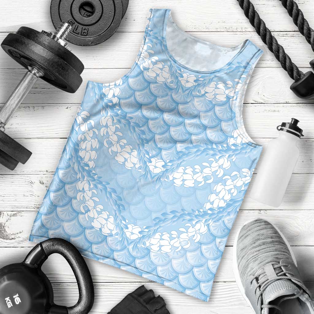 Baby Blue Mermaid Puakenikeni Maile Lei Men Tank Top LT01 - Polynesian Pride