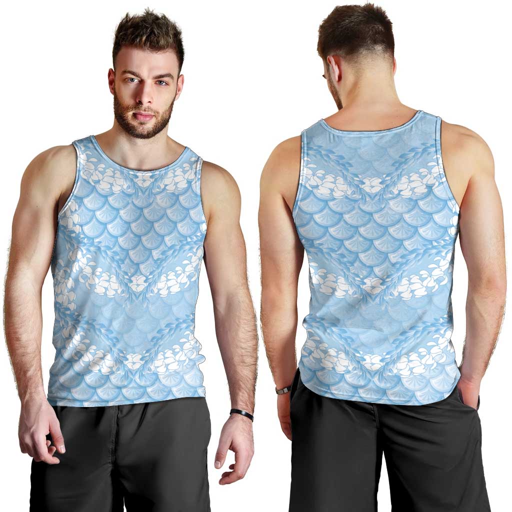 Baby Blue Mermaid Puakenikeni Maile Lei Men Tank Top LT01 - Polynesian Pride