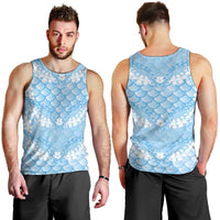 Baby Blue Mermaid Puakenikeni Maile Lei Men Tank Top LT01 - Polynesian Pride