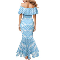 Baby Blue Mermaid Puakenikeni Maile Lei Mermaid Dress LT01 - Polynesian Pride