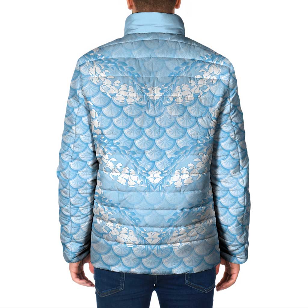 Baby Blue Mermaid Puakenikeni Maile Lei Padded Jacket LT01 - Polynesian Pride