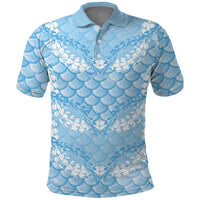 Baby Blue Mermaid Puakenikeni Maile Lei Polo Shirt LT01 Blue - Polynesian Pride