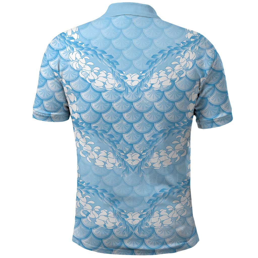 Baby Blue Mermaid Puakenikeni Maile Lei Polo Shirt LT01 - Polynesian Pride