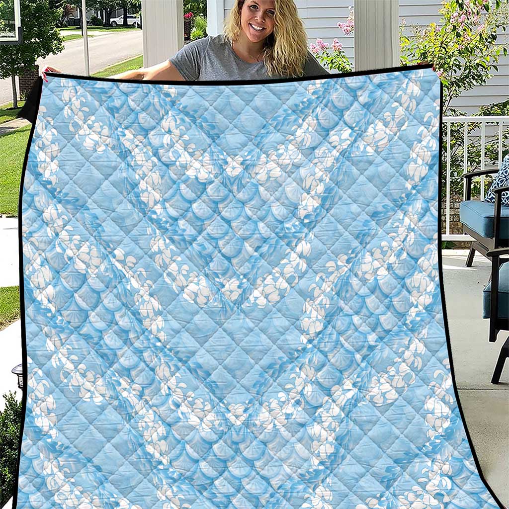 Baby Blue Mermaid Puakenikeni Maile Lei Quilt