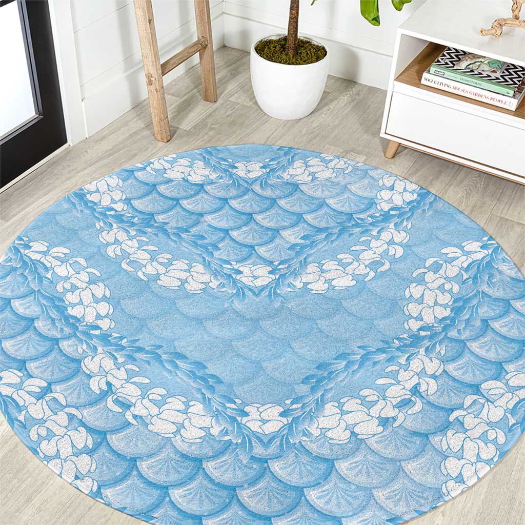 Baby Blue Mermaid Puakenikeni Maile Lei Round Carpet LT01 Blue - Polynesian Pride