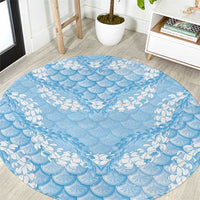 Baby Blue Mermaid Puakenikeni Maile Lei Round Carpet LT01 Blue - Polynesian Pride