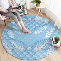 Baby Blue Mermaid Puakenikeni Maile Lei Round Carpet LT01 - Polynesian Pride