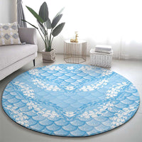 Baby Blue Mermaid Puakenikeni Maile Lei Round Carpet LT01 - Polynesian Pride