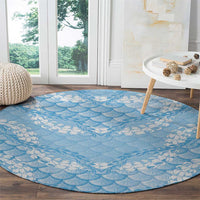 Baby Blue Mermaid Puakenikeni Maile Lei Round Carpet LT01 - Polynesian Pride