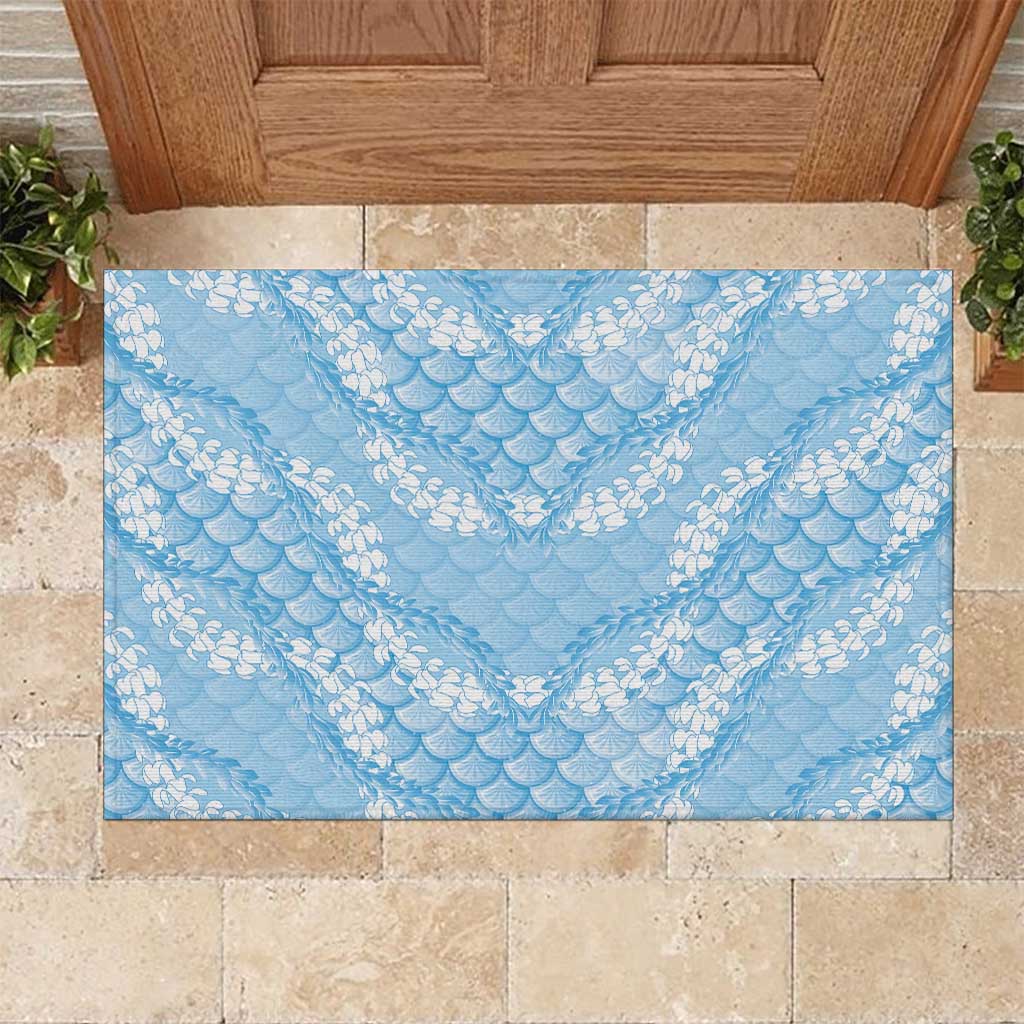 Baby Blue Mermaid Puakenikeni Maile Lei Rubber Doormat LT01 Blue - Polynesian Pride
