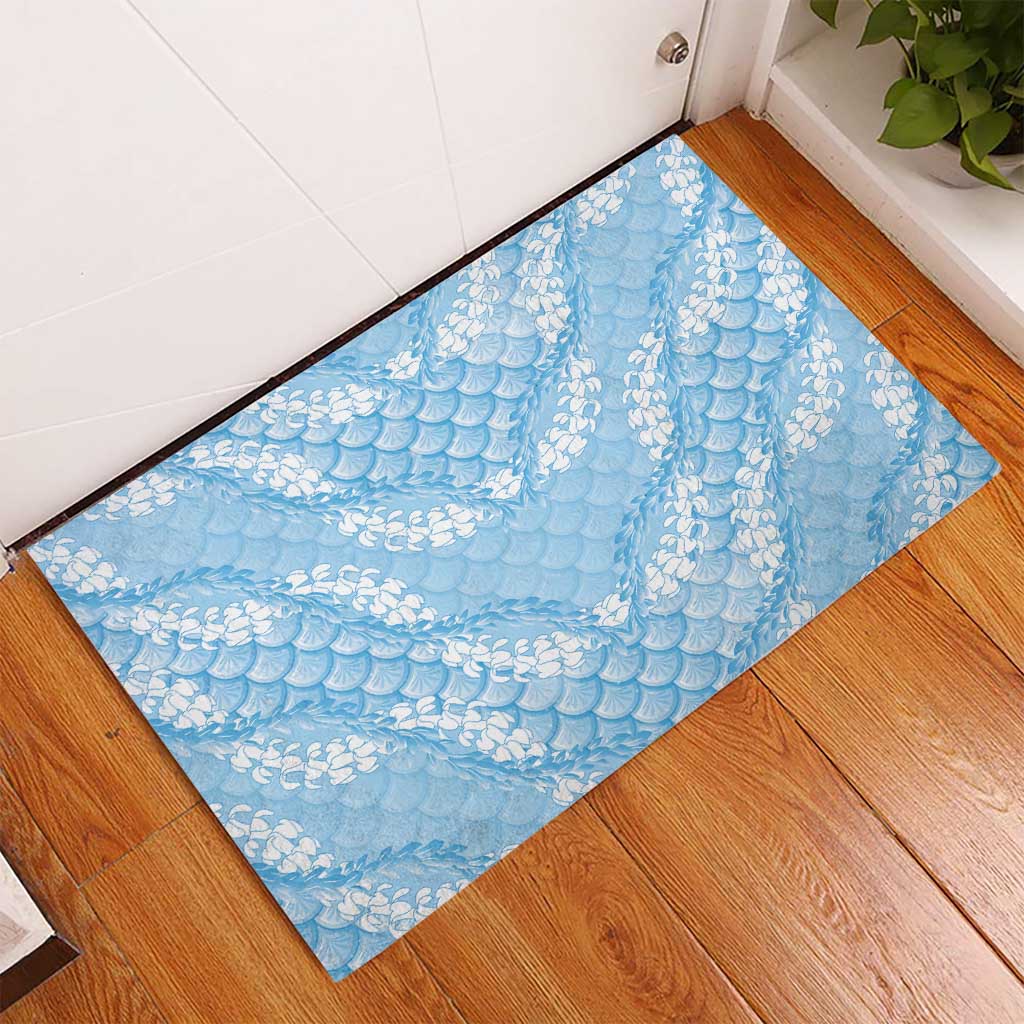 Baby Blue Mermaid Puakenikeni Maile Lei Rubber Doormat LT01 - Polynesian Pride