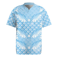 Baby Blue Mermaid Puakenikeni Maile Lei Rugby Jersey LT01 Blue - Polynesian Pride