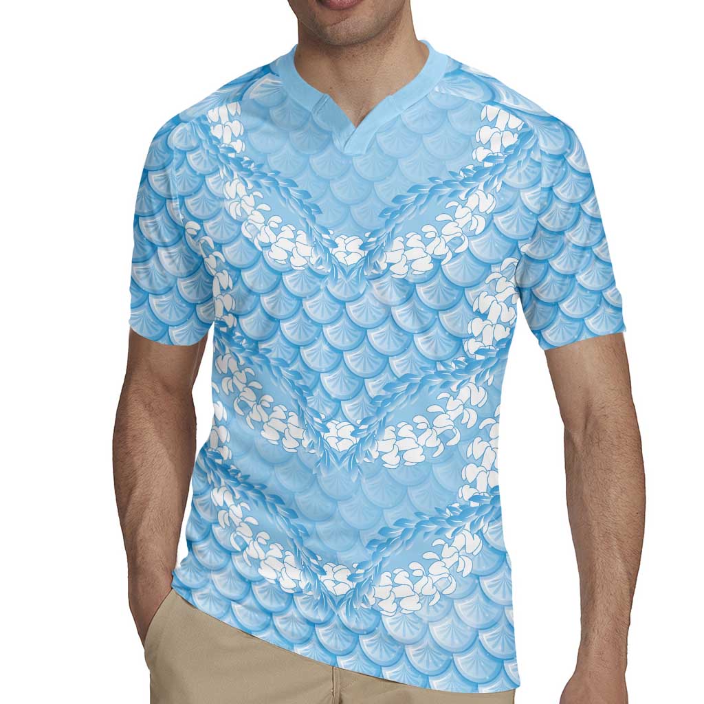 Baby Blue Mermaid Puakenikeni Maile Lei Rugby Jersey LT01 - Polynesian Pride