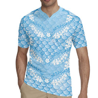 Baby Blue Mermaid Puakenikeni Maile Lei Rugby Jersey LT01 - Polynesian Pride