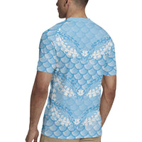 Baby Blue Mermaid Puakenikeni Maile Lei Rugby Jersey LT01 - Polynesian Pride